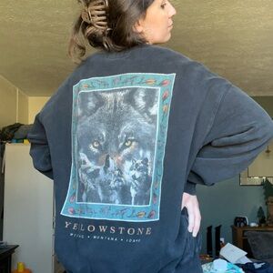 Abercrombie & Fitch Black Graphic Yellowstone Crewneck Sweatshirt RARE